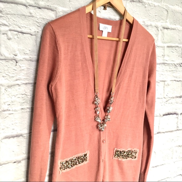 Ann Taylor Loft Cardigan Mauve Pink Size M - Picture 4 of 11